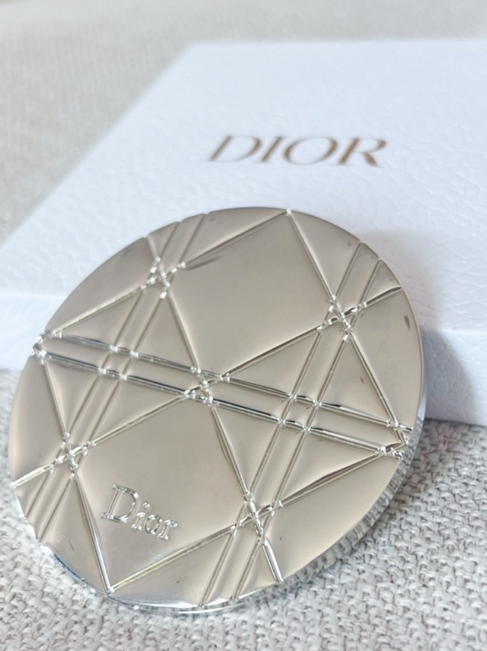 Dior Silver Quilted Compact Mirror